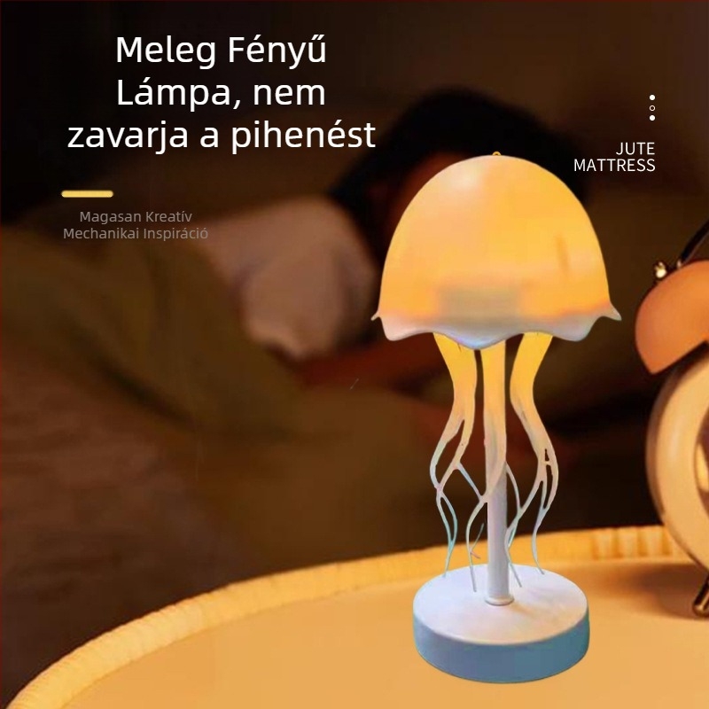 Új RGB medúza lámpa hangvezérléssel, kreatív éjjeli lámpa dinamikus medúzával az éjjeli asztalra