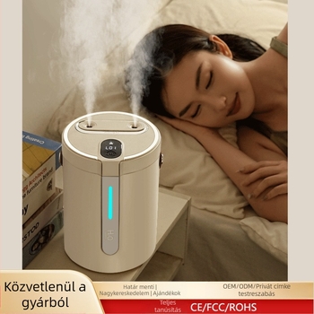 Otthoni párásító nagy köd kimenettel, hálószobába, digitális kijelző, USB hordozható, nagy kapacitású asztali párásító