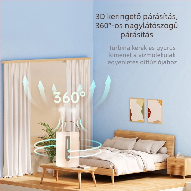 Otthoni párásító nagy köd kimenettel, hálószobába, digitális kijelző, USB hordozható, nagy kapacitású asztali párásító