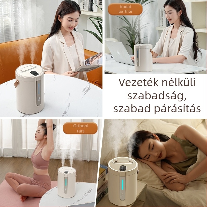 Otthoni párásító nagy köd kimenettel, hálószobába, digitális kijelző, USB hordozható, nagy kapacitású asztali párásító