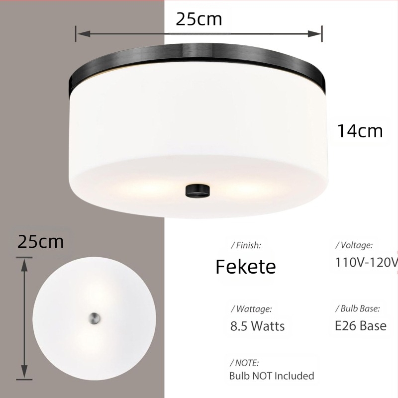 LED mennyezeti lámpa 110V, vasból készült test, textil árnyékoló, 5–10 m² lefedettség, nappali és hálószoba számára
