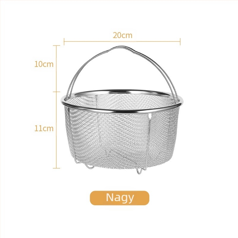 201-es rozsdamentes acélból készült összecsukható gőzölőkosár rizsfőzőhöz és nyomásos fazékhoz — többfunkciós, hálós olajszűrővel