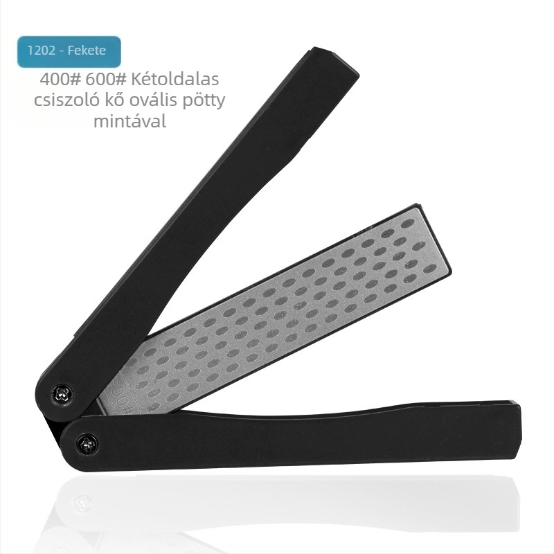 DMD ventilátor alakú késeket élező, kétoldalas, összecsukható, hordozható kültéri használatra, emery abrazív, 400/600 szemcse