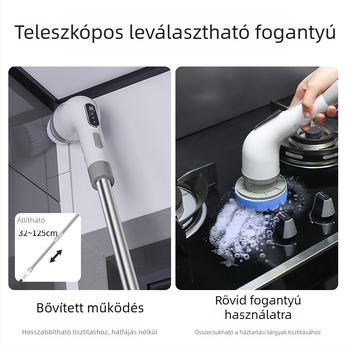 9‑fejű vezeték nélküli teleszkópos tisztítóecset konyhához és fürdőszobához