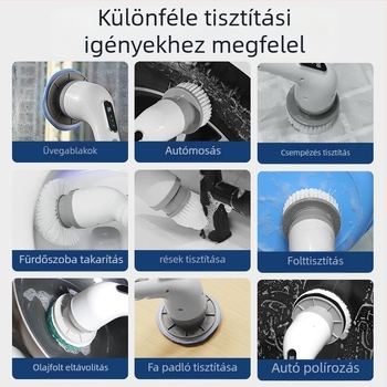 9‑fejű vezeték nélküli teleszkópos tisztítóecset konyhához és fürdőszobához