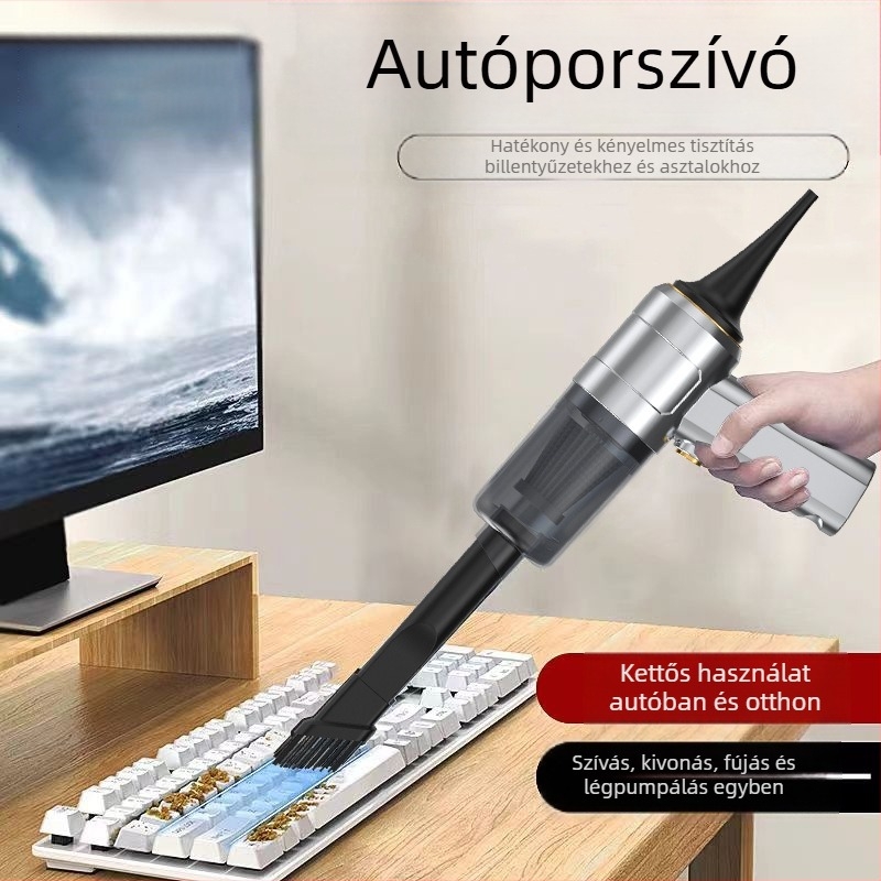 Vezeték nélküli kézi autó-porszívó, erős, újratölthető, nedves és száraz tisztítás