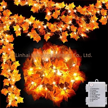 LED girland két juharlevéllel ünnepi és őszi dekorációhoz