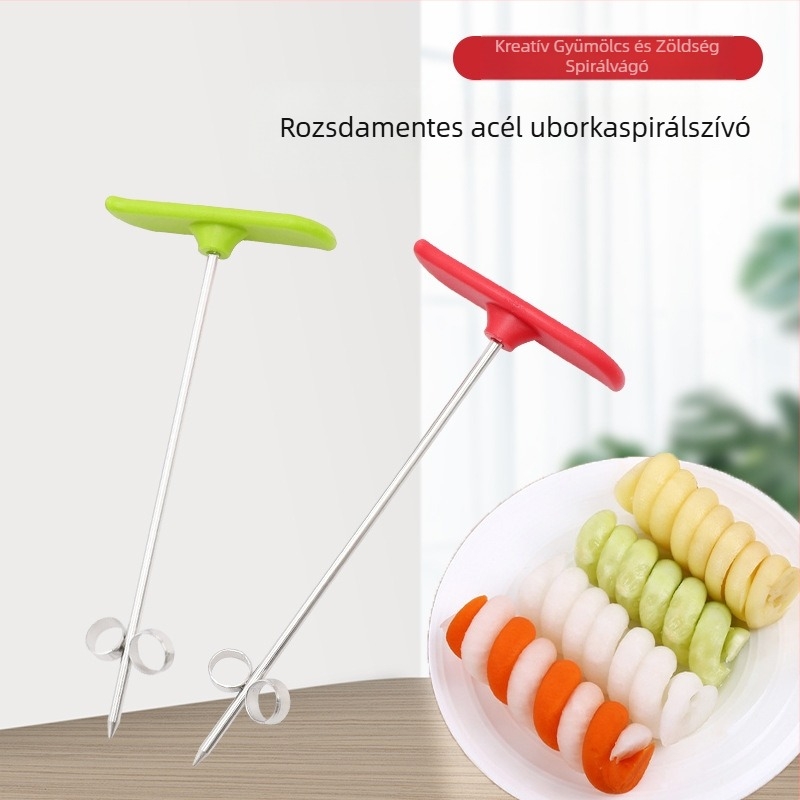 Chef Ji Qixiu Rozsdamentes acél + PP Multifunkcionális zöldségvágó spirális görgővel és uborka szeletelővel