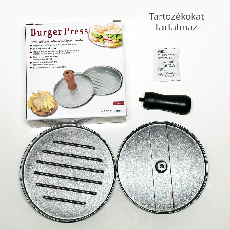 Chuanzan kerek kézi burgernyomó alumíniumötvözetből, nyomtatott logóval és testreszabással