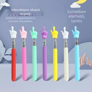 Teleszkópos ujjmutató, rozsdamentes acélból, állítható hosszúság, oktatáshoz