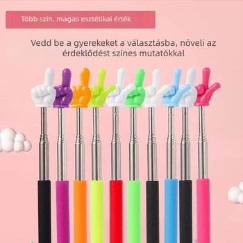 Teleszkópos ujjmutató, rozsdamentes acélból, állítható hosszúság, oktatáshoz