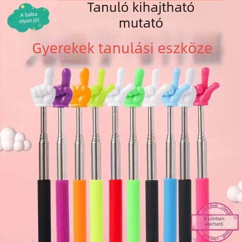 Teleszkópos ujjmutató, rozsdamentes acélból, állítható hosszúság, oktatáshoz