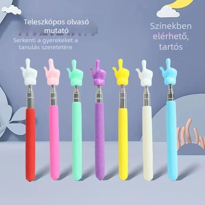 Teleszkópos ujjmutató, rozsdamentes acélból, állítható hosszúság, oktatáshoz