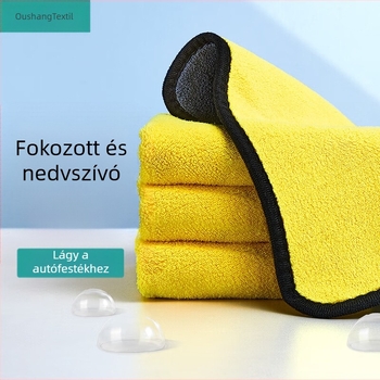 Autómosó törölköző - Kétoldalas korall plüss, szöszmentes, ultra vastag (Anyag: korall plüss; Tömeg: 70 g; Szálak folyamata: Stranded yarn; Feldolgozás: hímzés; Logó nyomtatás: Elérhető)