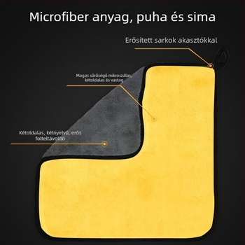 Autómosó törölköző - Kétoldalas korall plüss, szöszmentes, ultra vastag (Anyag: korall plüss; Tömeg: 70 g; Szálak folyamata: Stranded yarn; Feldolgozás: hímzés; Logó nyomtatás: Elérhető)