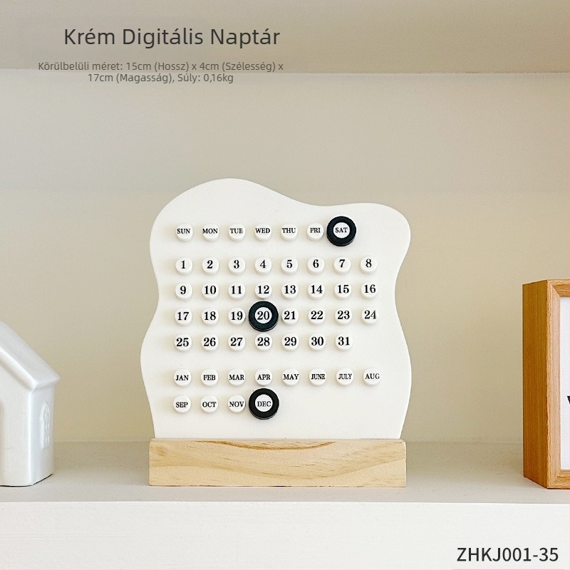 Asztali körkörös naptár – öröknaptár, DIY készlet, egyszerű és modern dizájn, ABS anyag
