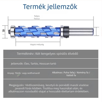 Faipari oldalsó maró kettős csapágyas, spirális vágás, csapágyprofilozás, kör alakú fogantyú