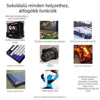 Kefe nélküli mini kézi ventilátor, akkumulátor 4000 mAh, 4 sebességfokozat, zaj 51–60 dB, tömeg 326 g