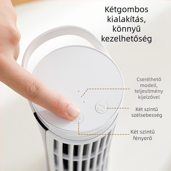 QY USB lapát nélküli ventilátor, 5V, mini torony, asztali lámpával