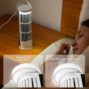 QY USB lapát nélküli ventilátor, 5V, mini torony, asztali lámpával
