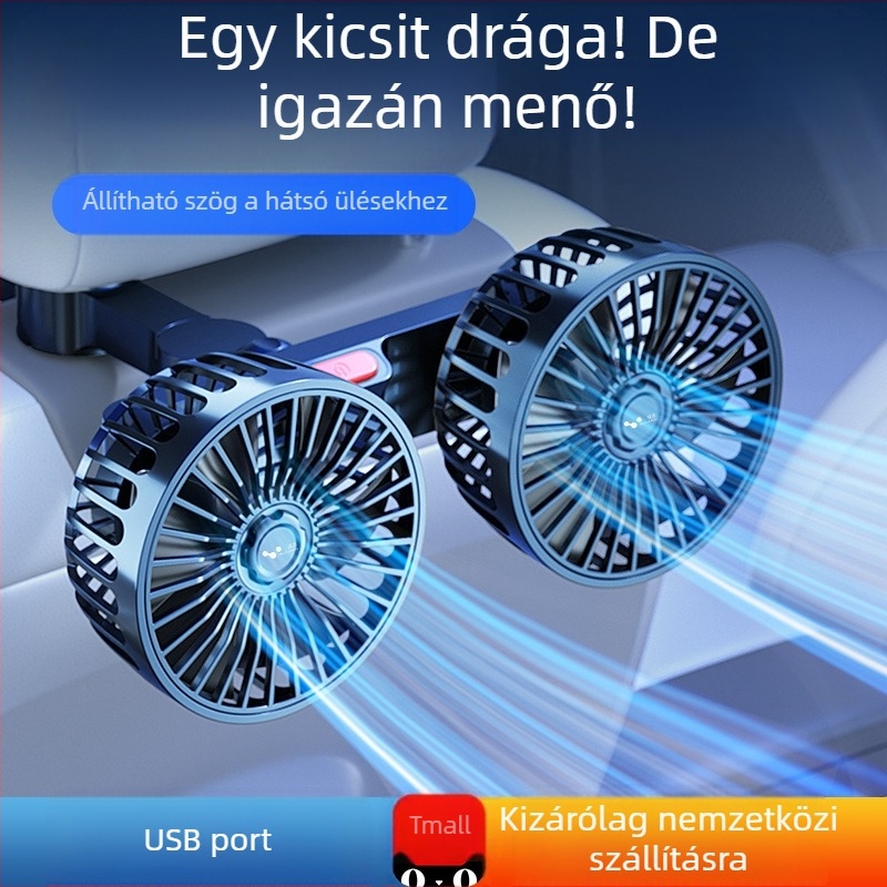 Hátsó autóventilátor kettős fejjel, 20W, ABS, hűtés