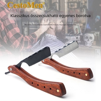 CestoMen kézi hajtogatható borotva, vintage klasszikus dizájn, borotvatartóval, penge nincs benne