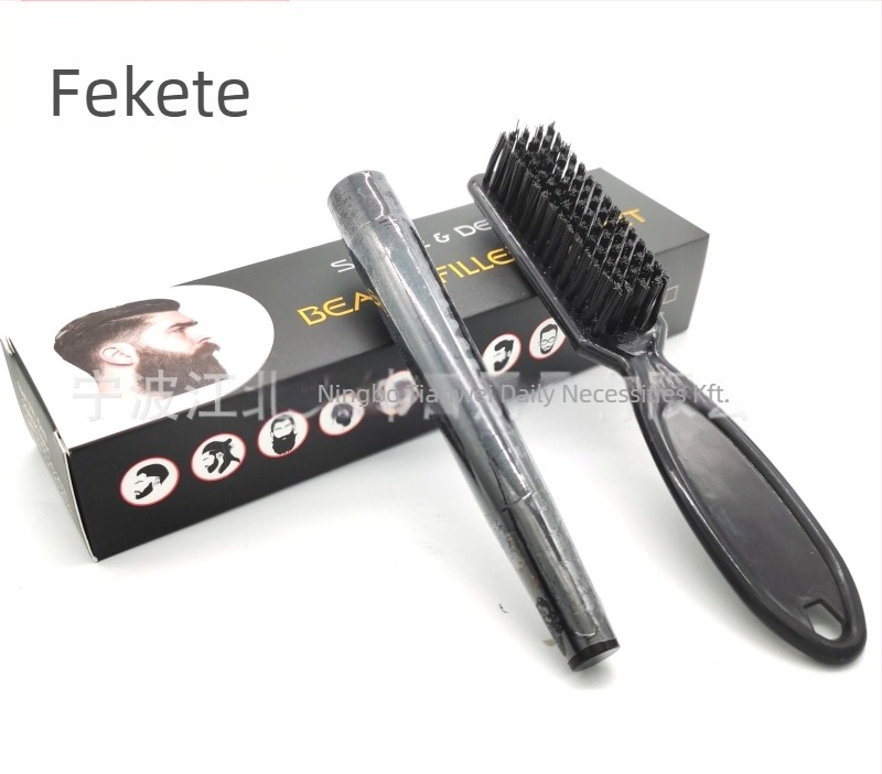 Szakállápolási készlet négyágú kefével és tollal: 1 készlet, műanyag nyél, hordozható dizájn, 220 készlet/doboz