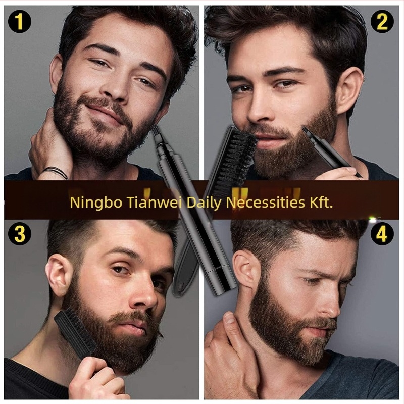 Szakállápolási készlet négyágú kefével és tollal: 1 készlet, műanyag nyél, hordozható dizájn, 220 készlet/doboz