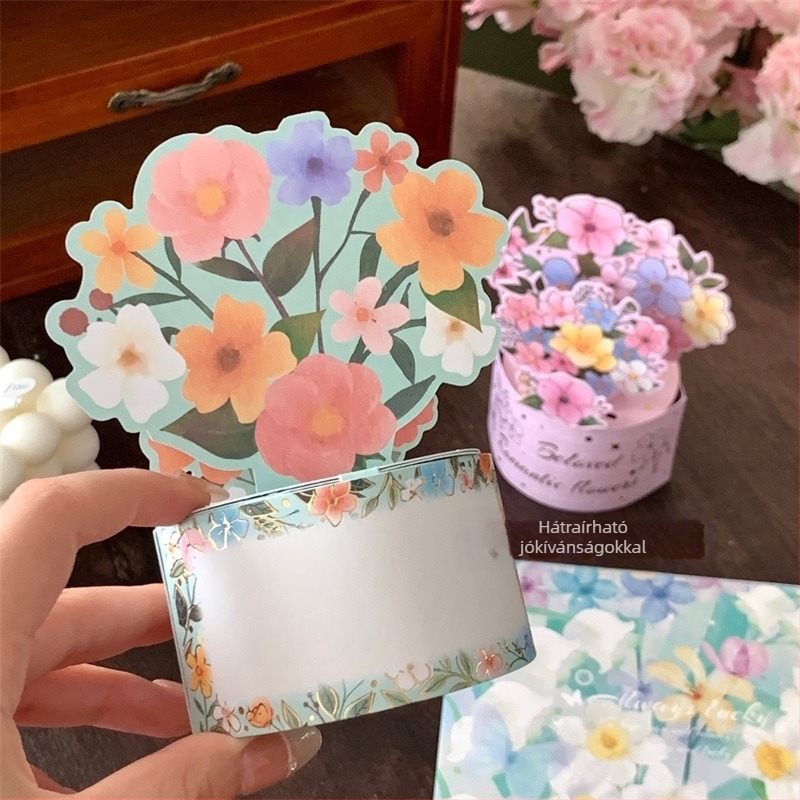 Akvarell virágos üdvözlőlap, retro stílus, 3D meglepetés a Tanabata fesztiválhoz (Luobin • Papír • Nyomtatás • ink wind • Üdvözlőlapok)