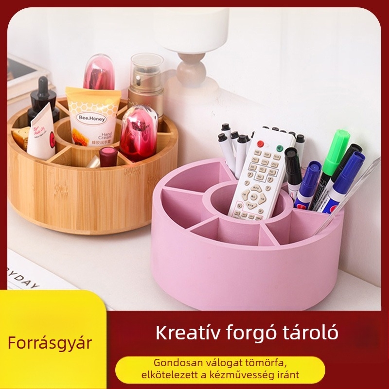 Forgó faasztali szervező, több rekesz, kerek formájú