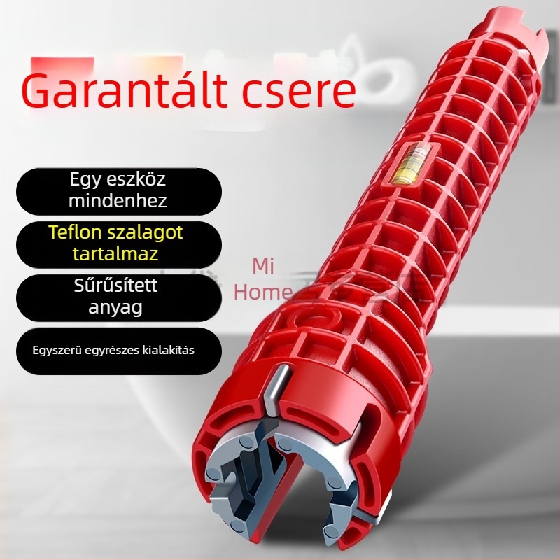 Mosogatóhoz való csőkulcs, S2 szerszámacél, műanyag felület, telepítéshez csapokra és szögváltó szelepekre