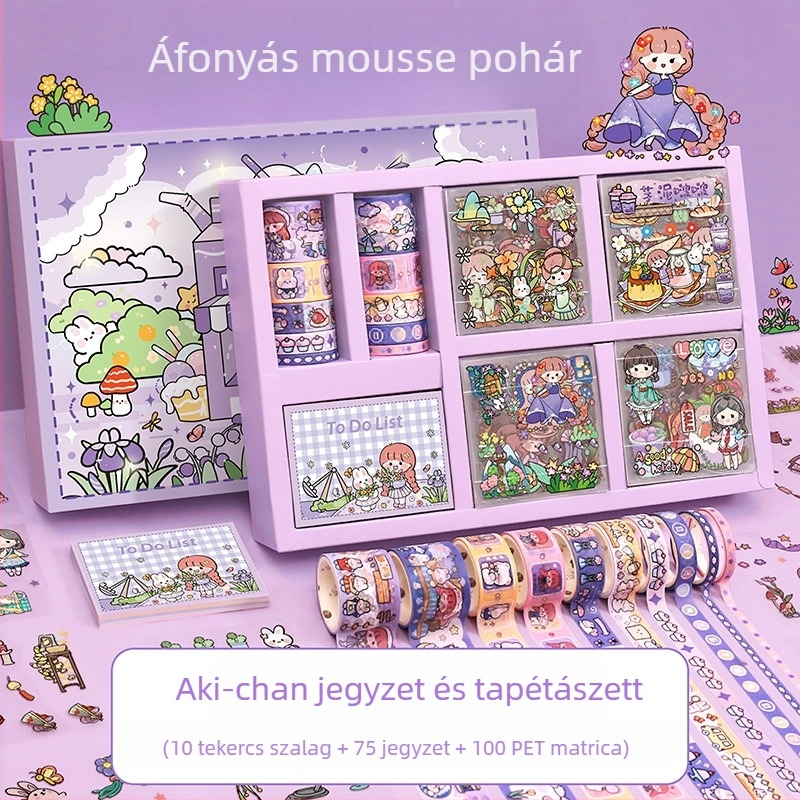 Ziyi öntapadós szalagok készlete – ragasztó, aranyos stílus, nyomtatás