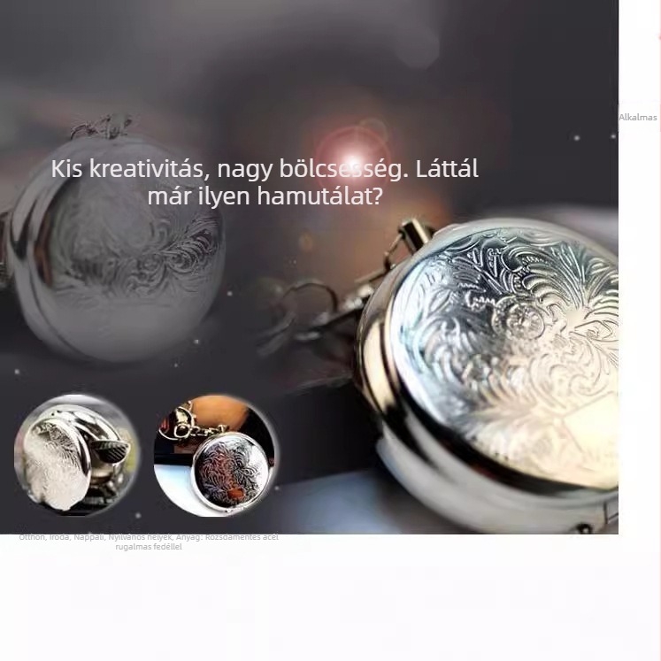 Hordozható fémből készült hamutál, európai kör stílus, kulcskarikával; fémből készült; nem importált; ajándéknak alkalmas születésnapra vagy házavatóra