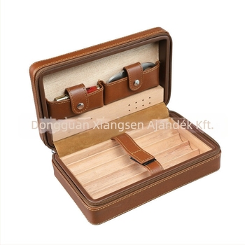 Egyéni szivar humidor – 4 darabos hordozható cipzáras tok, cédrusfa belső, logó nyomtatás, minimalist design
