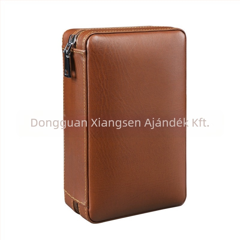 Egyéni szivar humidor – 4 darabos hordozható cipzáras tok, cédrusfa belső, logó nyomtatás, minimalist design