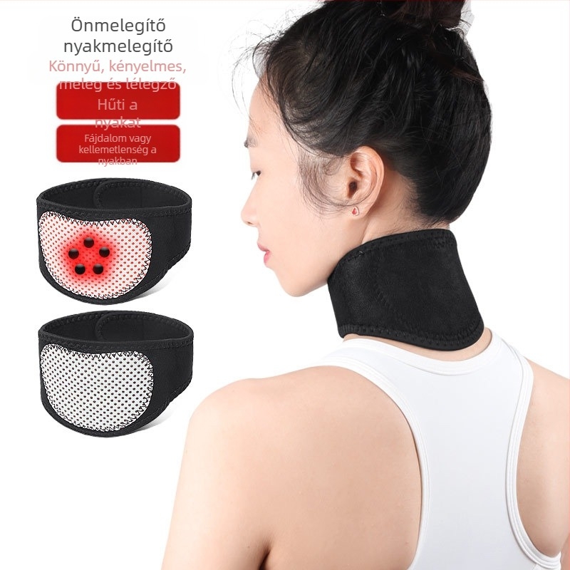 Önmelegítő nyakvédő mágneses kövekkel, Velcro-zárás, szélálló dizájn
