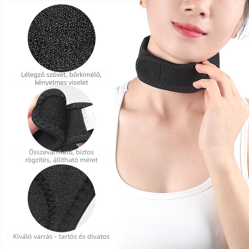 Önmelegítő nyakvédő mágneses kövekkel, Velcro-zárás, szélálló dizájn