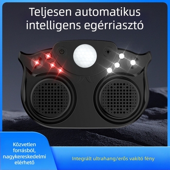 Nagy teljesítményű ultrahangos rágcsálóriasztó kettős hangszóróval, intelligens impulsus fény, 220V, 3W, ABS ház