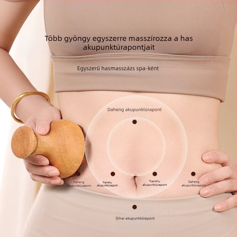 Fából készült meridián masszírozó a hasra — USB tápellátás, zenei funkció, mechanikus vezérlés, a Little Red Fish Jewelry márkától