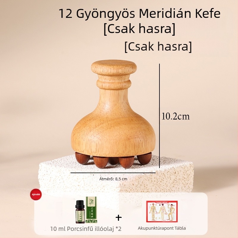 Fából készült meridián masszírozó a hasra — USB tápellátás, zenei funkció, mechanikus vezérlés, a Little Red Fish Jewelry márkától