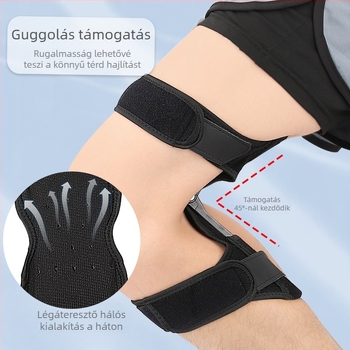 Négy rugós második generációs légáteresztő térdvédő patella-támasz — anyag: OK szövet, ABS, szénacél rugók; felnőttek; tömeg 0,186 kg; alkalmas futásra, túrázásra, kempingezésre