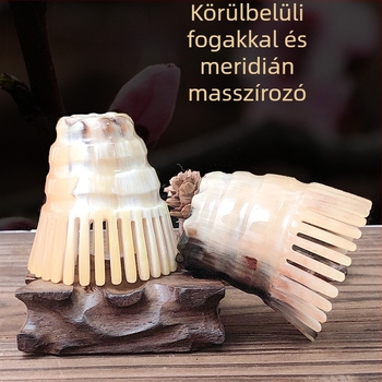 Masszázs fésű szarvból, széles fogú, a haj mosására és a fejbőr masszírozására