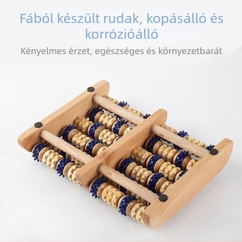 Hat soros tömörfa masszírozó lábakra és vádlira, talppont-nyomó görgőkkel