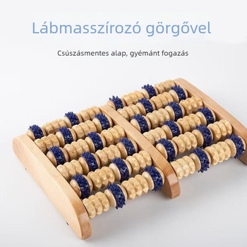 Hat soros tömörfa masszírozó lábakra és vádlira, talppont-nyomó görgőkkel