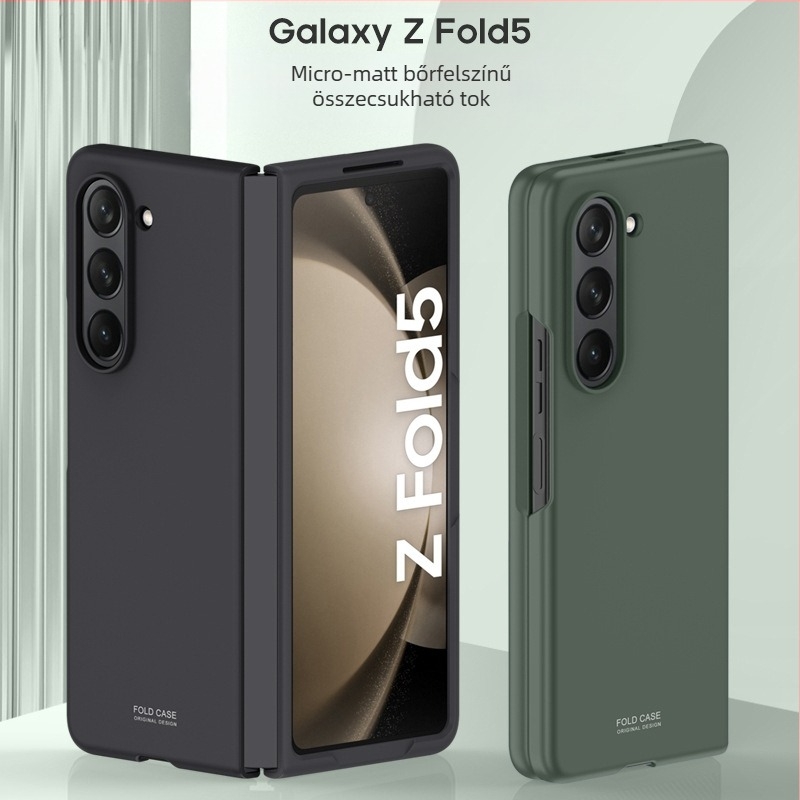 Galaxy Fold5/Fold4 telefontok, matt PC merev burkolat bőrhatású felülettel, ütésálló, ujlenyomat-mentes