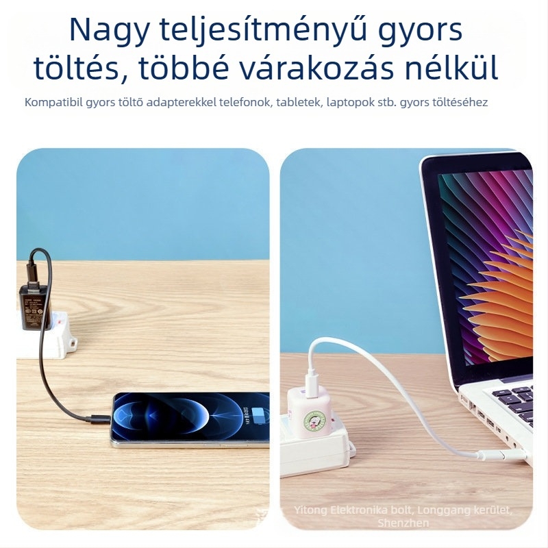 5 az 1-ben gyors töltő dokk 60W-os kimenettel, USB-C/Lightning/Micro USB csatlakozók, PVC ház