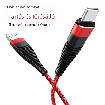 Szövetes kötésű Sellő adatkábelt, 1 m, gyors töltés, USB-C / Lightning / Micro USB