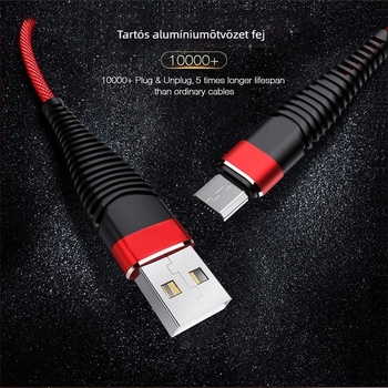 Szövetes kötésű Sellő adatkábelt, 1 m, gyors töltés, USB-C / Lightning / Micro USB