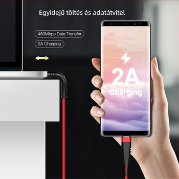 Szövetes kötésű Sellő adatkábelt, 1 m, gyors töltés, USB-C / Lightning / Micro USB