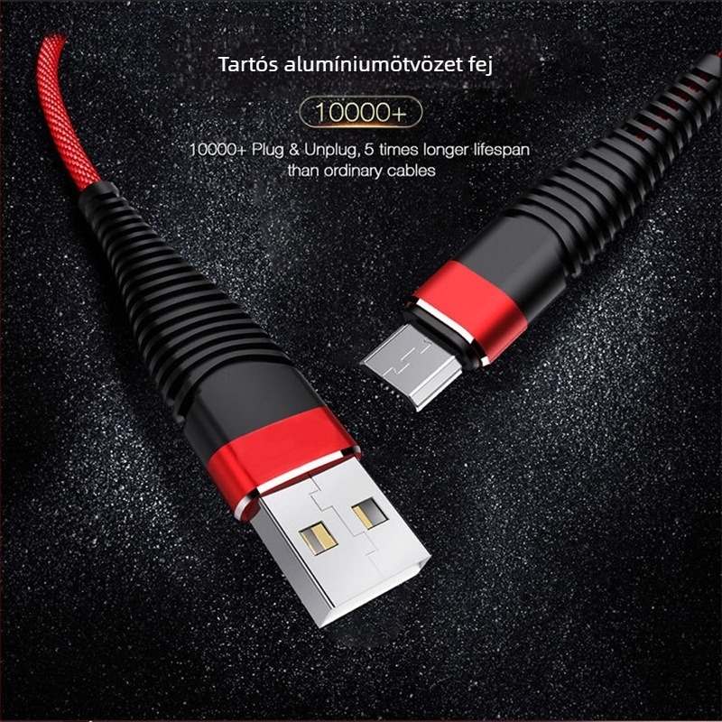 Szövetes kötésű Sellő adatkábelt, 1 m, gyors töltés, USB-C / Lightning / Micro USB